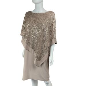 Sequin Lace Overlay‎ Dress Elegant Party Cocktail Special Occasion